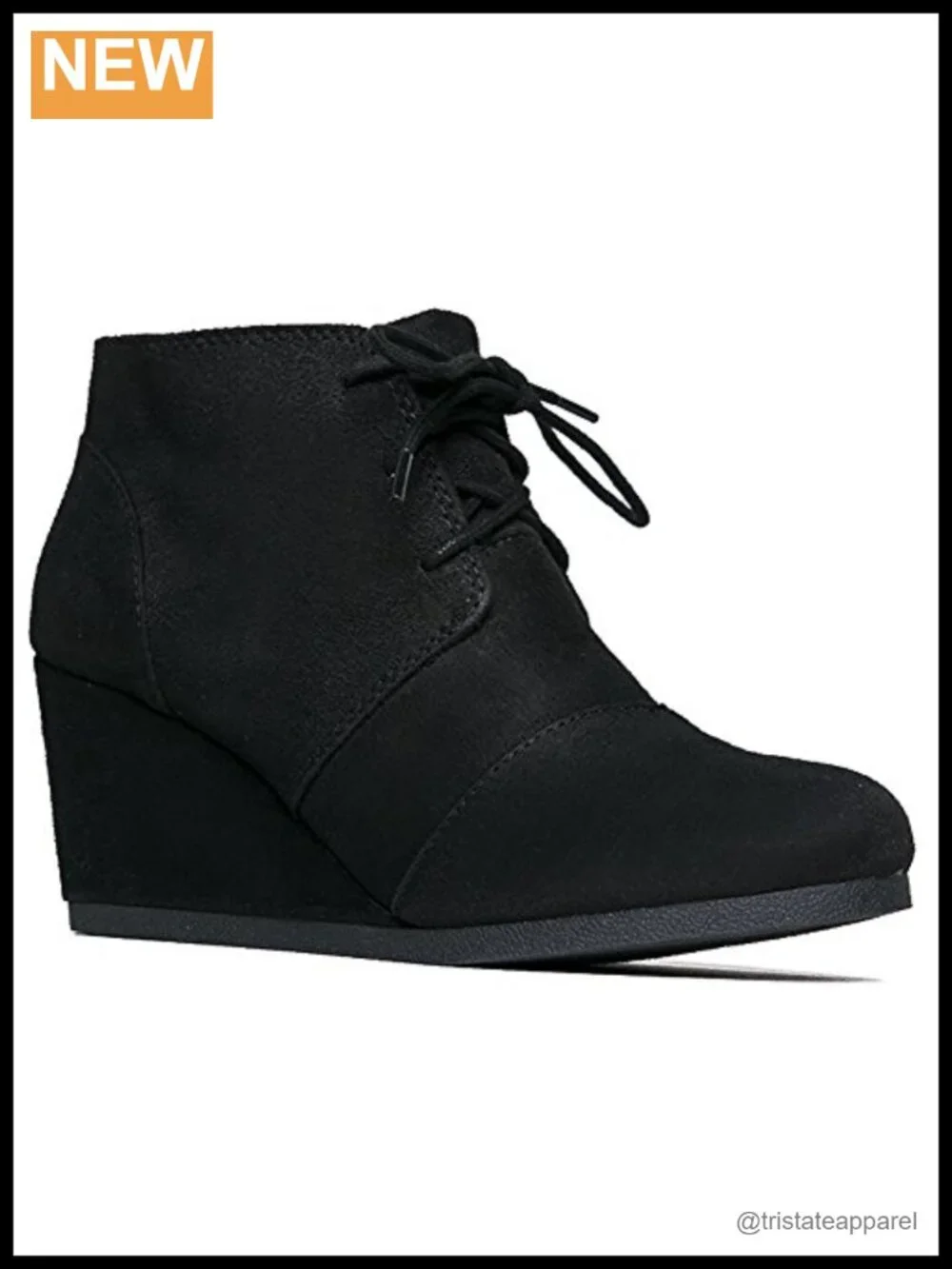 Women's Lace Up Wedge Ankle Booties, PU Leather, Low Heel Block Heel Boots for